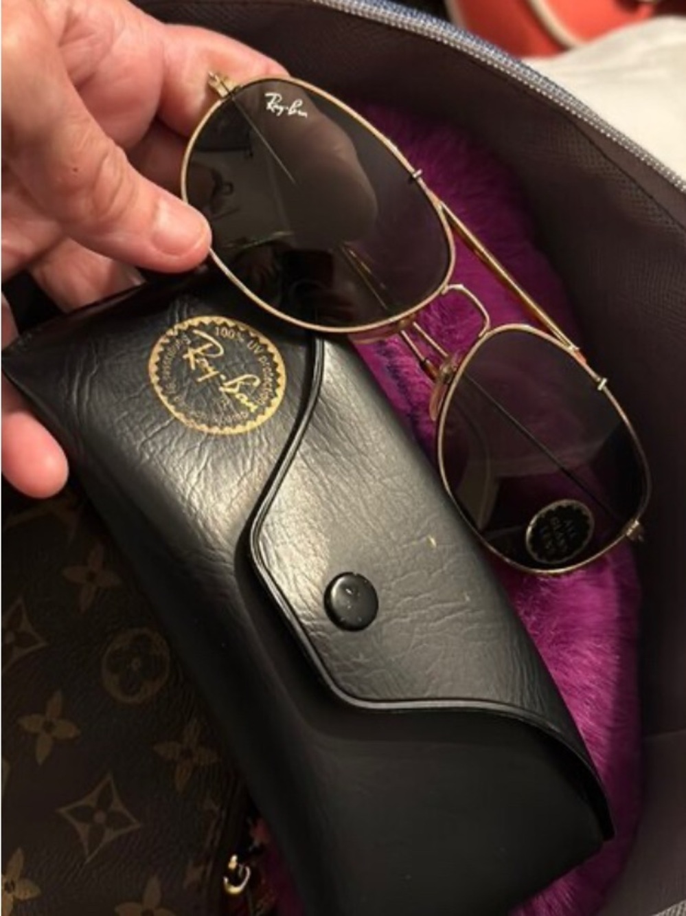Ray-Ban Gold Frame Sunglasses with Dark Lenses (listing is reserved) DO NOT BUY